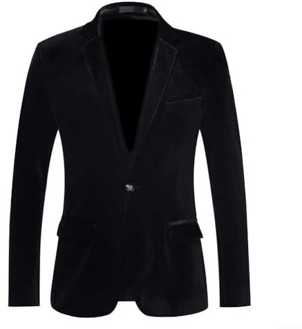 Giacca blazer in velluto da uomo, per affari e casual, per eventi teatrali (XL nero)