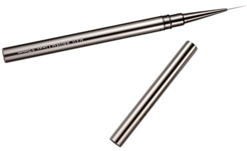 KICHOUSE Pincel para Manicura Fino Cabezal de 12mm, Mango de Metal Negro, Aplicación y Fácil de Usar para Decoración de Uñas DIY en Casa