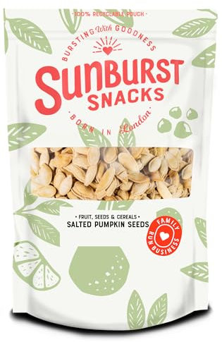 Sunburst Snacks Pumpkin Seeds Roasted & Salted, Gluten Free, Vegan & High Protein Snack, Recyclable & Resealable Pouch, 500G