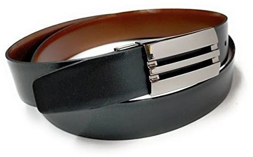 YOJAN PIEL Ceinture en Cuir réversible Noir et Marron Ceinture élégante Pour mariage et événements formels Confortable et réglable Style classique avec boucle | Noir | 105 cm