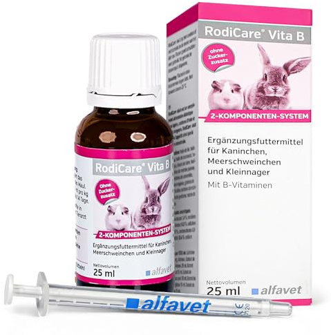 Alfavet RodiCare Vita B, 25ml med doseringsspruta, B-vitaminer tillskottsfoder för kaniner, marsvin och små gnagare
