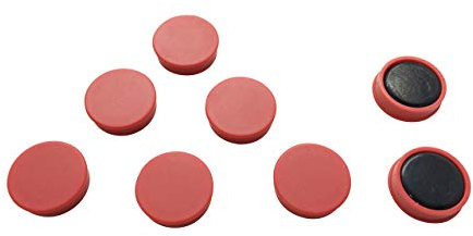 Pack of 12 Red Round Flat Magnets - 24mm Whiteboard Office Fridge - by Janrax