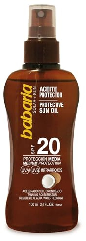 Babaria Aceite Protector Solar Coco Spf20, Blanco, 100 Mililitros