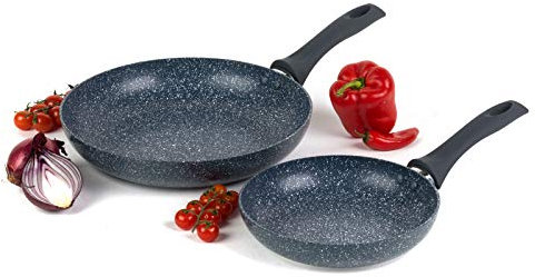 Russell Hobbs COMBO-5391 Nightfall Stone Frying Pan Set - Non-Stick 20/28 cm Egg/Omelette Pan, Durable Aluminium Cookware, Induction Hob Suitable, Soft Bakelite Handle, Easy to Clean Pancake Pan