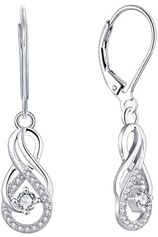 Starnny Unendlichkeit Ohrringe Damen 925 Sterling Silber Baumeln haengende mit 3A Zirkonia Geburtsstein für Frauen