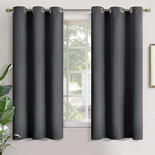 YoungsTex Cortinas Opacas para Dormitorio, con Aislamiento térmico, con Ojales, para oscurecer la habitación, Cortinas de Ventana para Sala de Estar, 2 Paneles, 42 x 63 Pulgadas, Color Gris Oscuro
