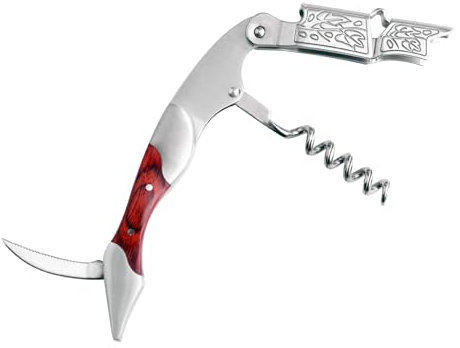 ZHSH Cavatappi professionale per bottiglie di vino, in acciaio inox resistente, con doppia cerniera, per baristi e server (rosso)