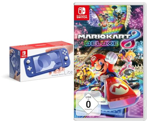 Nintendo Switch Lite, Standard, Blau + Mario Kart 8 Deluxe - [Nintendo Switch]