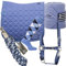 Generisch HVPL Pferde Schabracken-Set Blau 5 teilig Flinn DR Größe WB (Schabracke Halfter Strick Bandage Reitsocken) (Sockengröße 35-38)