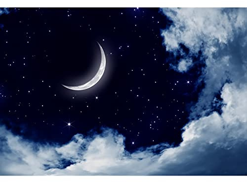 Aoihrraan 3x2m Nublado Noche Cielo Telón De Fondo Creciente Luna Estrellada Galaxia Centelleante Estrellas Ensueño Fondo Fotografía Cumpleaños Bebé Ducha Pijama Anunciar Embarazo Niño Retrato Foto