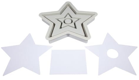Rayher Silikon Gießform Kerzenständer Stern, 18,5 x 18,5 cm, Höhe 2,5 cm, inklusiv 3x5 Schablonen, zum Ausgießen mit Kreativ-Beton, Raysin-Gießpulver, 36168000