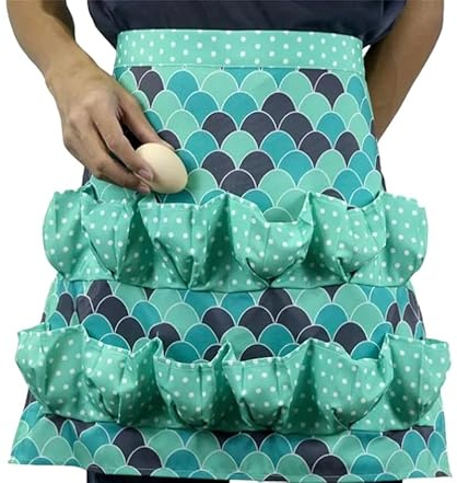 Egg Collecting Apron, Gift for a Chicken Lover, Chicken Gift (Green)