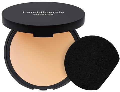 bareMinerals BAREPRO Skin-Perfecting Powder Foundation - Mattierende Kompaktpuder-Foundation mit voller Deckkraft, pflanzlichem Squalan, talkfrei, ölkontrollierend, vegan