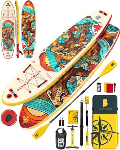 BAX ASTRONAVE Tabla Paddle Surf Hinchable,Tabla de Padel Sup Completa Paddle Board Accesorios Bomba de Mano Remo Ajustable Bolsa Impermeable