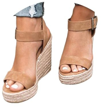 riou Sandalias Mujer Verano Plataforma Esparto Casual Alpargatas De Cuña Sandalias Boca De Pez Fondo Plano Antideslizantes Calzado Flip Flop Zapatos Casual Roma Casual Fiesta Tacones Altos