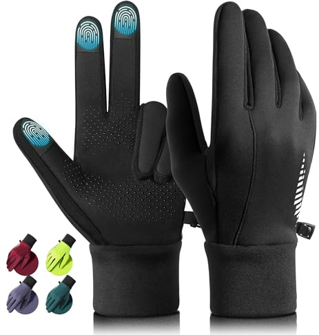 rivmount Winter Gloves Women Men, Cold Weather Touch Screen Liner Glove, Windproof 3-Layers, for Running, Cycling, Biking, Hiking, Driving(Black, Size M)