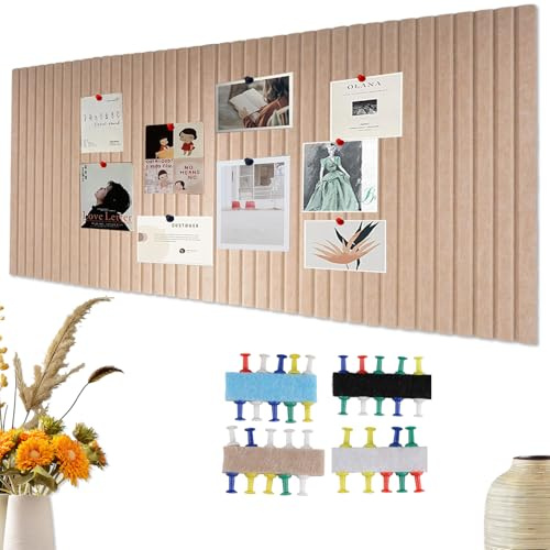 Inodiref Gran Corcho Pared Autoadhesivo 120x80cm 0,9 cm de Grosor Tablero De Corcho Fieltro, 4 Unidades Tablón De Anuncios 60 x 40cm, Pizarra De Corcho con 40 Chinchetas Para Oficinas Cocinas Escuelas