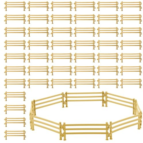 CHUANFU 80 Stück Miniatur Zaun für Farm Szenen, Pferdezaun Spielzeug, Zäune Spielzeug, Corral Fechten Zubehör, Eltern-Kind Interaktives Spiel, DIY Mini Zaun Set, Pädagogische Geschenk, 9 x 4 x 0.8 cm