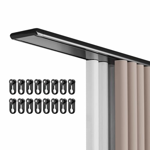 Barra de cortina doble de aluminio de 50-1000 cm, montaje en techo, barras transversales de dos carriles para ventanas de bahía, oficina, dormitorio, divisor de habitación (negro, 710 cm)