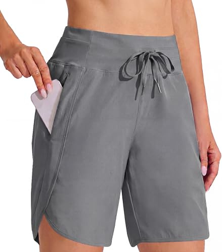 Aseniza Running Shorts Womens Gym Sports High Waisted Grey XXL