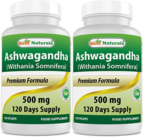 Best Naturals Ashwagandha 500 mg 120 Capsules (120 Count (Pack of 2))