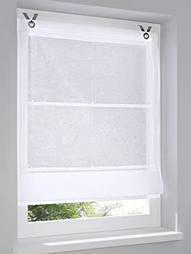 Kutti Estor Plegable Kessy Bessy Blanco con Ojales y Ganchos, 80 * 140 cm