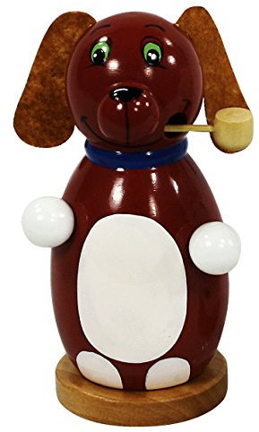 Dekohelden24 Trendige Moderne Holz-Räucherfigur Hund, in braun, ca. 13 cm