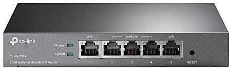 Router de banda ancha con balance de carga TP-Link, puertos WAN de 10/100 M, abundantes funciones de seguridad, con protección contra rayos (TL-R470T+)