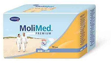 Hartmann Molimed Premium - Assorbenti anatomici con adesivo in tessuto non tessuto, 14 pezzi