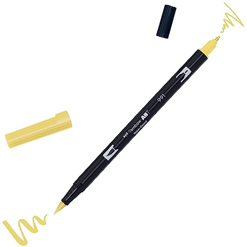 Tombow ABT-991 fiberpenna dubbla borstar penna med två spetsar, light ochre
