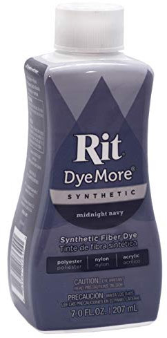 Rit DyeMore Flüssige Textilfarbe für synthetische Textilien, 207 ml, 13 Farben Midnight Navy (Marineblau)