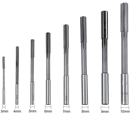 Juego de escariadores HSS de 3,4,5,6,7,8,9,10mm de 8 piezas, juego de herramientas de fresa de vástago recto, escariador operado a mano de acero de alta velocidad