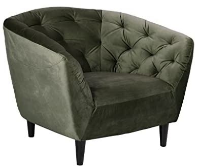 AC Design Furniture Ragnar Bequemer Sessel aus Waldgrünem Samtstoff, Chesterfield Sessel für das Wohnzimmer, B: 97 x H: 76 x T: 90 cm