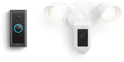 Ring Video Doorbell Wired with Ring Floodlight Cam Wired Plus