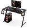 IntimaTe WM Heart Gaming Tisch, Gamer Schreibtisch 110cm, Stabil Z-förmiger Computertisch, Großer Ergonomischer PC Table mit Carbon Optik, Gaming Desk mit Getränkehalter, Kabelmanagement, Schwarz