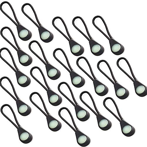 Yundxi Night Glow Zipper Pull Glow-in-The-Dark Zipper Extension tira zip tag cordone tiranti kit di marcatori per cappotti, giacche, zaini e cerniere per tenda (nero 10 pezzi)