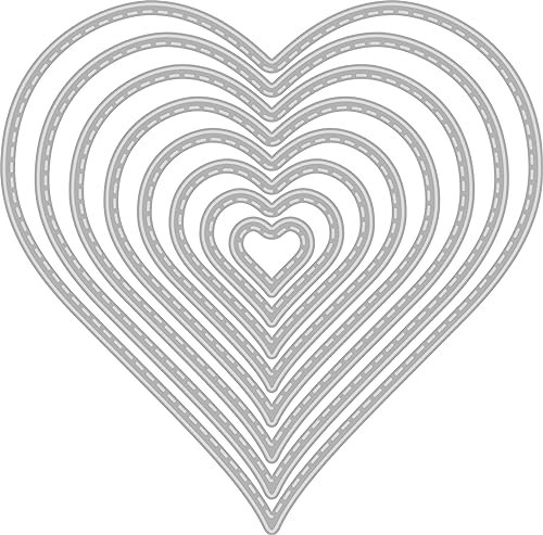 Rayher Stanzschablonen Herz, mit Steppnaht am Rand, Set 8teilig, Herzen 1,2 - 8,4 cm ø, für Papiergestaltung, Kartengestaltung, Scrapbooking und vieles mehr, Prägeschablonen, Stahl, 50282000