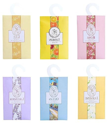 Lot de 6 sachets parfumés pour garde-robe, placard, voiture, désodorisant, senteurs de maison, sachets de bagages