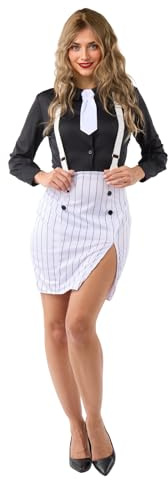Funidelia Disfraz de gangster para mujer, Años 20, Cabaret, Incluye vestido, corbata y tirantes - Traje para adultos para fiestas, Carnaval y Halloween, Talla M