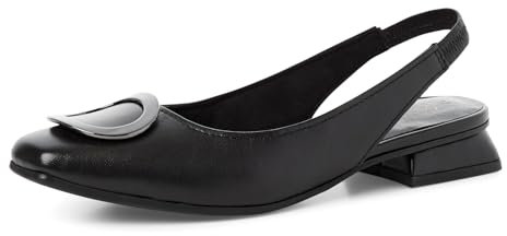 MARCO TOZZI Damen Slingpumps aus Leder Kleiner Absatz, Schwarz (Black), 38 EU