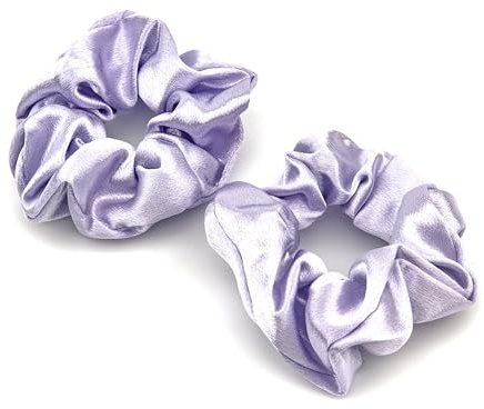 DTXLX 2 st Scrunchie Hårsnoddar Lila | Mjuka silkessnoddar lila för kvinnor. Hårsnoddar för långt fint och tjockt lockigt hår flickor.
