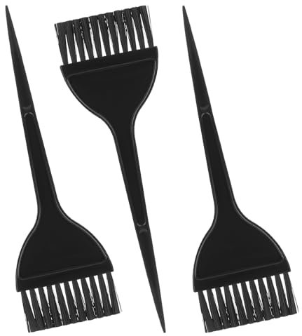 Ymapinc 3 Pcs Hair Colour Brush, Hair Coloring Dye Brush Supplies Salon Accessories Applicator Brushes for Stylists Hairs DIY Tools (Plastic Black)