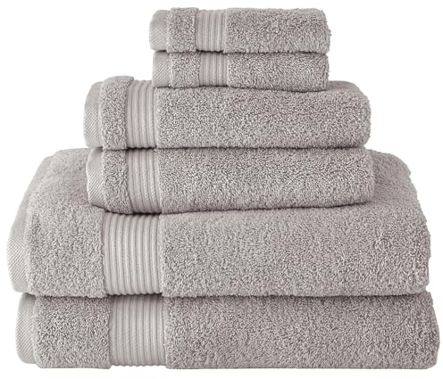 BERIBO Serenity - Juego de Toallas turcas de 6 Piezas, 2 Toallas de baño, 2 Toallas de Mano, 2 Toallas de Cara, 600 g/m², 100% algodón (Piedra)