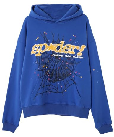 Sybnwnwm Punk huvtröja män spindelnät blast tryck sweatshirt retro Y2K grunge huvtröjor gotisk streetwear pullover
