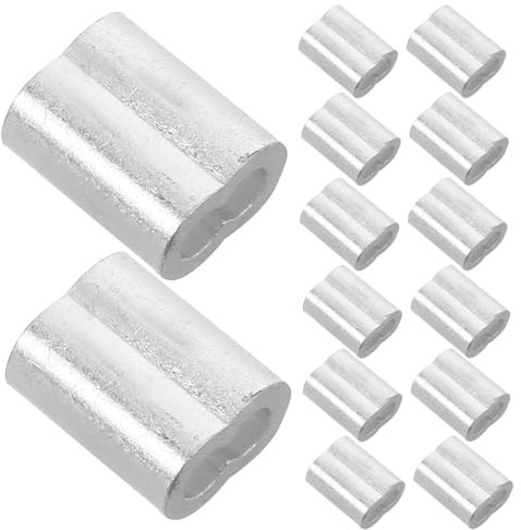 Homoyoyo 100 Piezas De Manguitos De Aluminio Con Doble Orificio Para Engarces Elípticos De Cable Manguitos De Tope Para Cable De Acero Accesorios De Abrazadera Para Cable De Acero