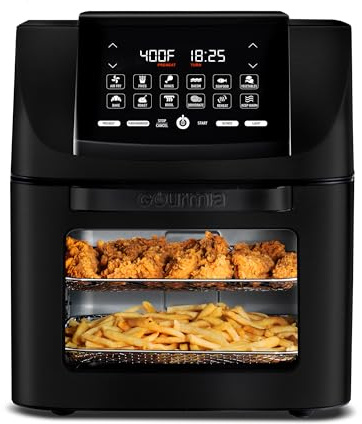 Gourmia Air Fryer - 14 Qt All-in-One Oven with Rotisserie, Digital Display with 12 Presets, Roast, Bake, Broil, Dehydrate, Dishwasher Safe Accessories, Black