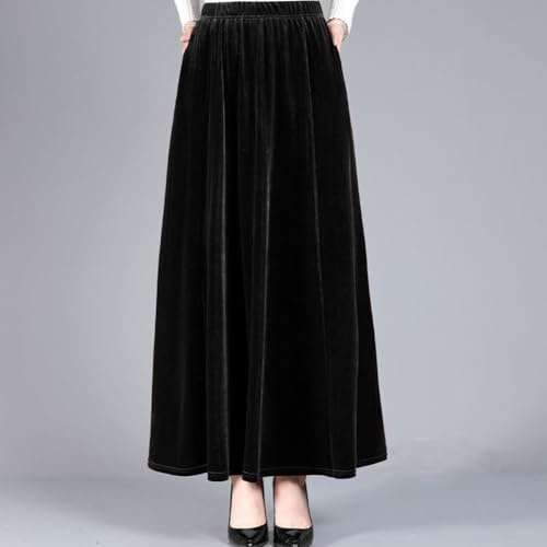 Jupe décontractée en velours pour femme, coupe ajustée, style trapèze, taille haute, convient pour plusieurs saisons (XXL noir)