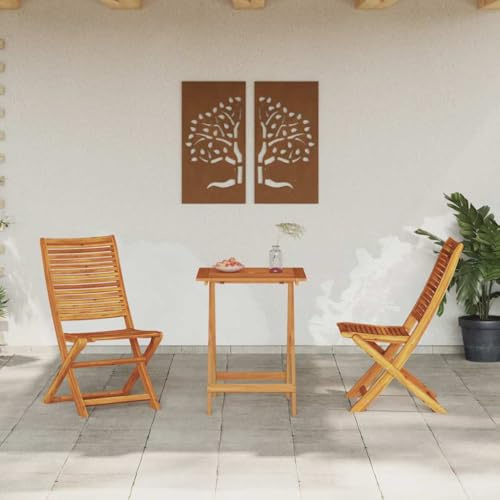 HOMEELIKE Ensemble Bistro Pliant 3 pcs Marron Bois d'acacia Massif
