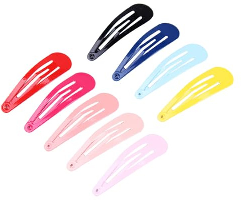 Alipis 100pcs Metal Snap Clips Waterdrop Shape Candy Colors Glossy Lacquer Coated Hair Accessories for All-match Clips