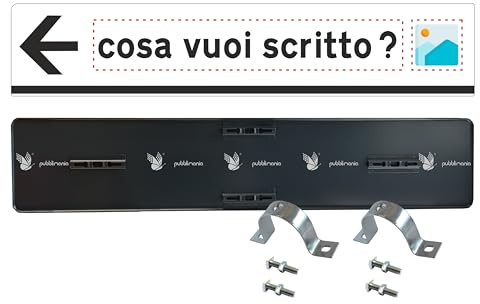 Pubblimania Cartello con Freccia di Segnaletica Personalizzabile (125x25 cm) - Targa Direzionale in Ferro per Paletto - Include Staffe e Bulloni - Grafica e Testo Personalizzati (Sinistra)